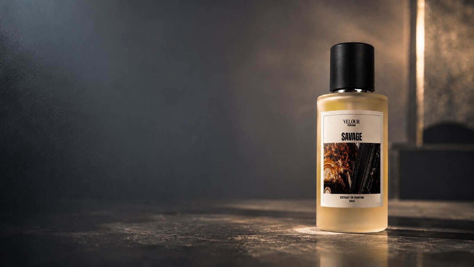 Home Original Savage 50ml perfume bottle by Velour, on a stone surface