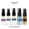 Velour five-fragrance tester pack Velour five 3ml testers: Zyris, Aqua, Savage, Horizon and Hey Girl