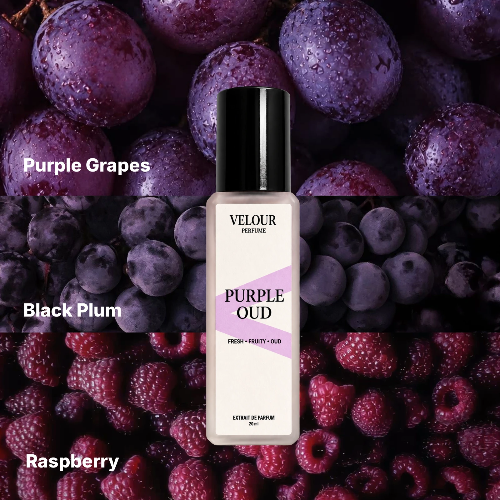 Purple Oud fragrance notes: purple grapes, black plum and raspberry
